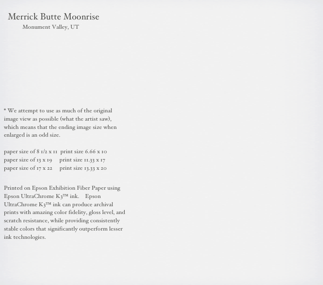                                                                                                                                                       
    Merrick Butte Moonrise
              Monument Valley, UT



     





￼

￼

      

                                                  